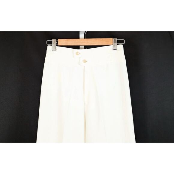 Vintage 70s Pants Bell Bottoms Cream Polyester Blend Wide Leg Misses Size 9/10 - Picture 2 of 5